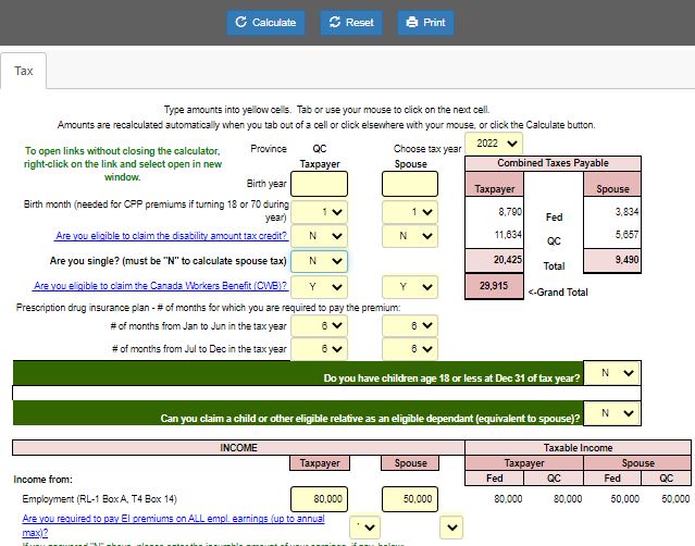 quebec income tax calculator